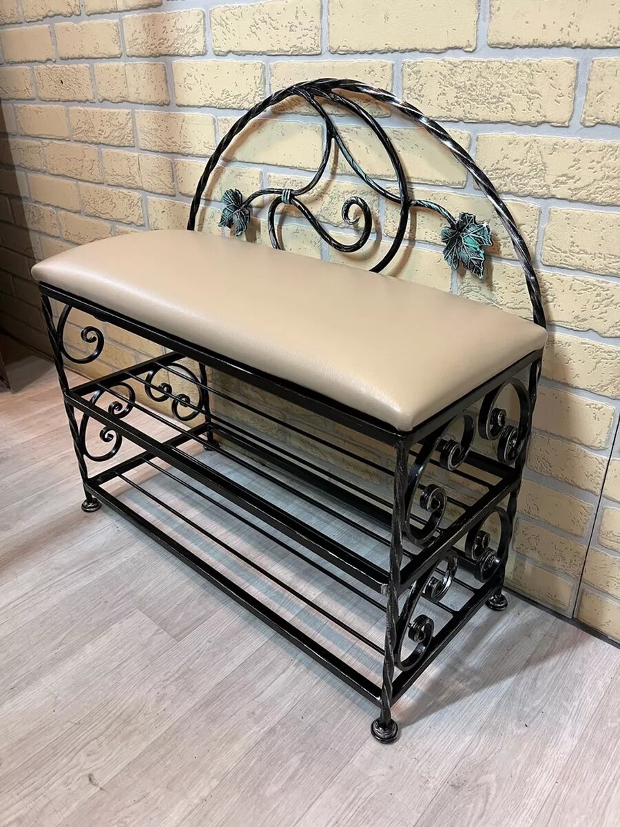 Кованая банкетка №18, Студия кованой мебели Нива, цвет слоновая кость — фото 1