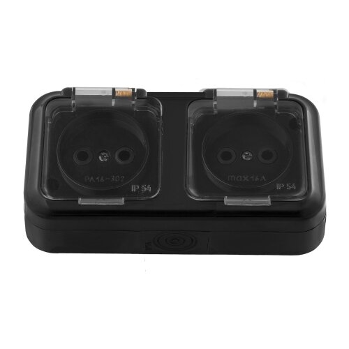 Розетка Bylectrica пралеска  серия аква РА16 302  2 х местная  IP54  черная