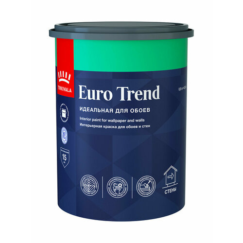 фото Краска для обоев и стен tikkurila euro trend 0,9л, база с, прозрачный