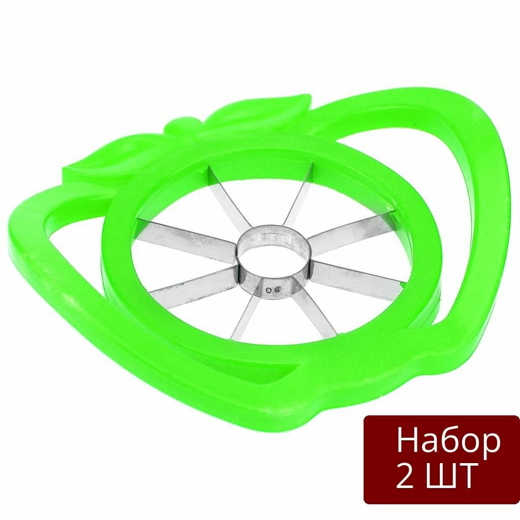 Набор из 2 шт Яблокорезка КНР "Яблочко", из нержавеющей стали, пластмассовое основание, 17х14х3,5 см