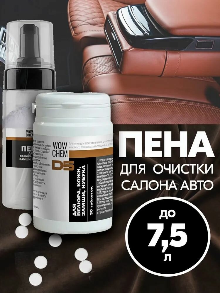 Концентрат. Пенный очиститель салона автомобиля, сухая химчистка ткани. Набор на 7,5 литров. Wow chem. Детейлинг. D5-N