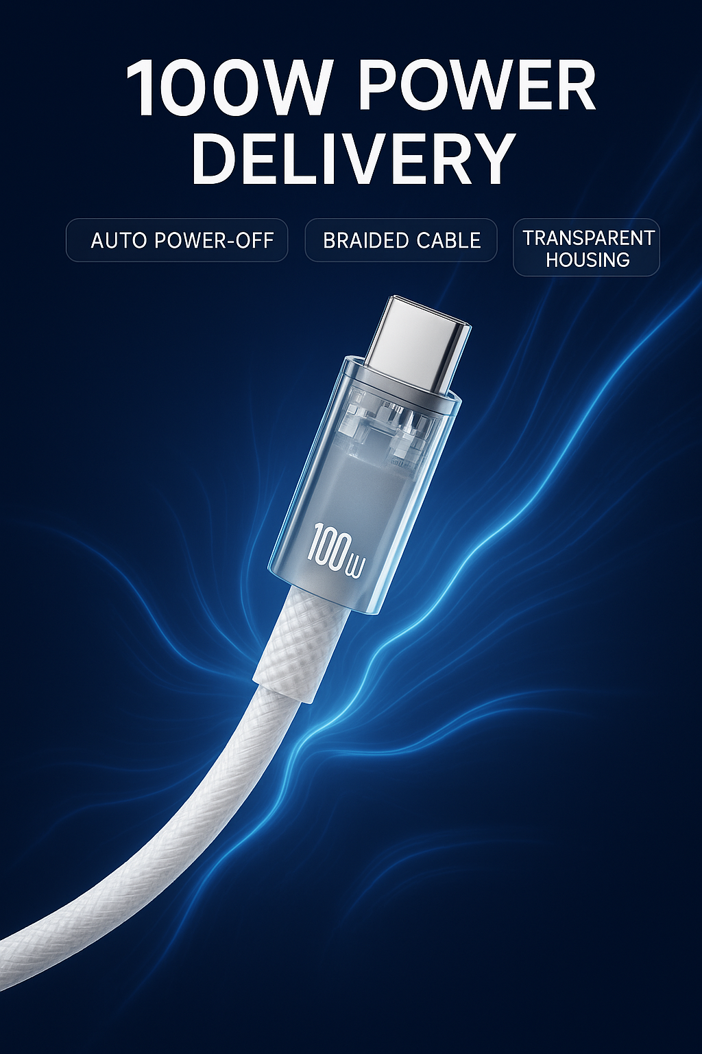 USB кабель BASEUS P10378100G21-00 100W Titanium Alloy, USB-C на USB-C, быстрая зарядка, 1м