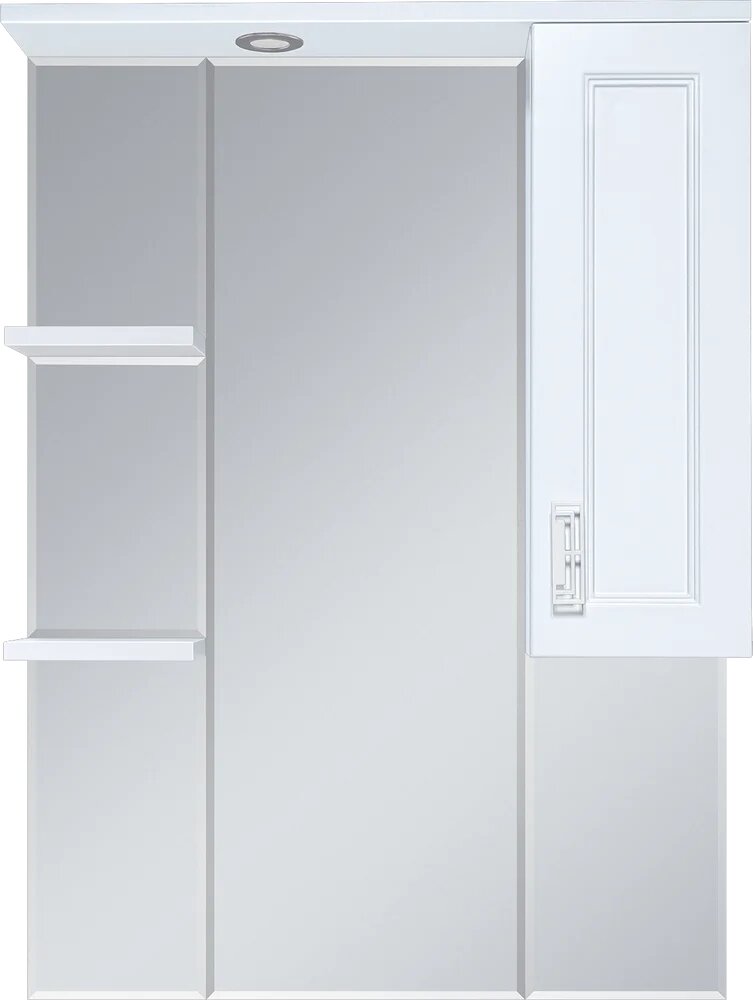 Зеркало Misty Дива 75 со светодиодной подсветкой с полкой со шкафчиком 74 см белое в современном стиле