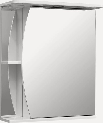 Изображение товара Зеркало-шкаф Stella Polar Волна Лана R 60 со светодиодной подсветкой, с боковыми полками, 60 см, с розеткой, белое, в современном стиле