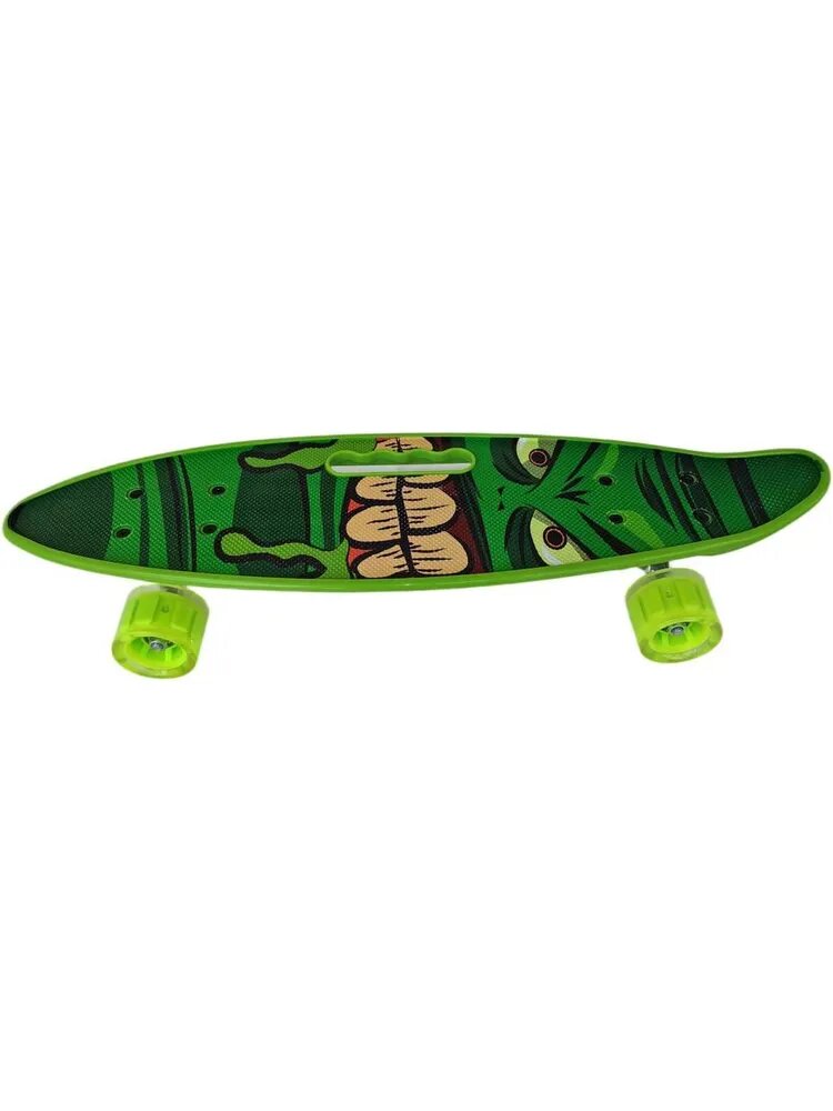 Пениборд для подростков Скейтборд детский Пенниборд со светящимися колесами Скейт борд с ручкой 60 см зеленый