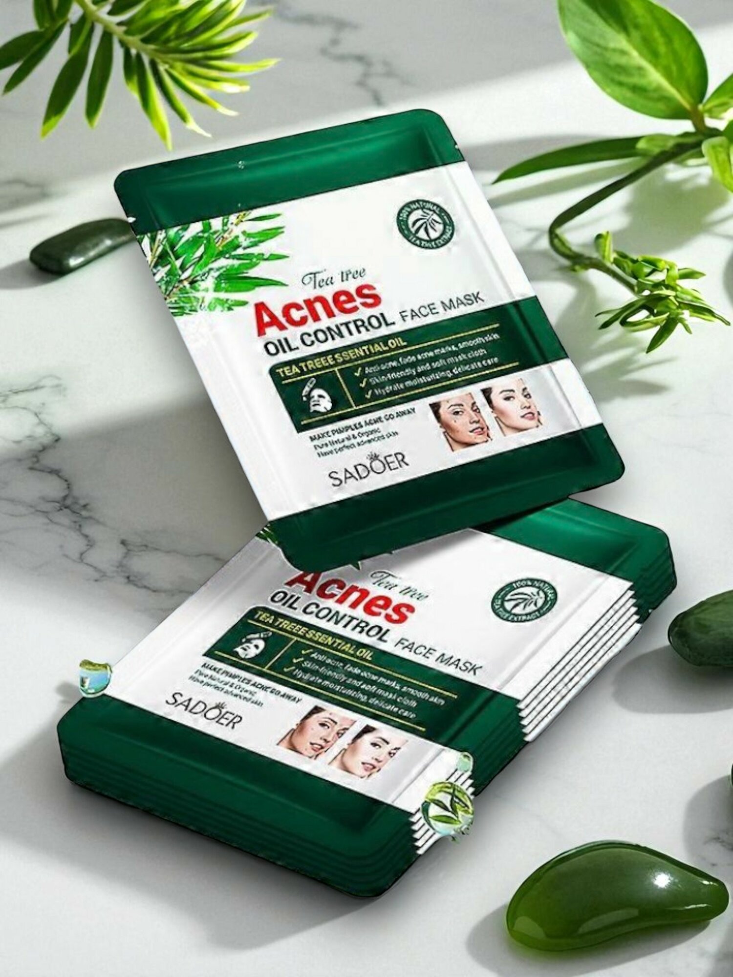 SADOER Tea Tree Acnes Face Mask — Маска для лица с маслом чайного дерева , очищение и уход за проблемной кожей