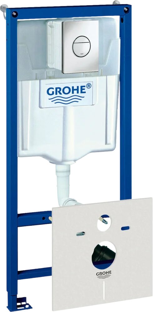 Инсталляция с кнопкой Grohe Rapid SL 38813001 цвет хром пневматическое управление крепление к полу и стене