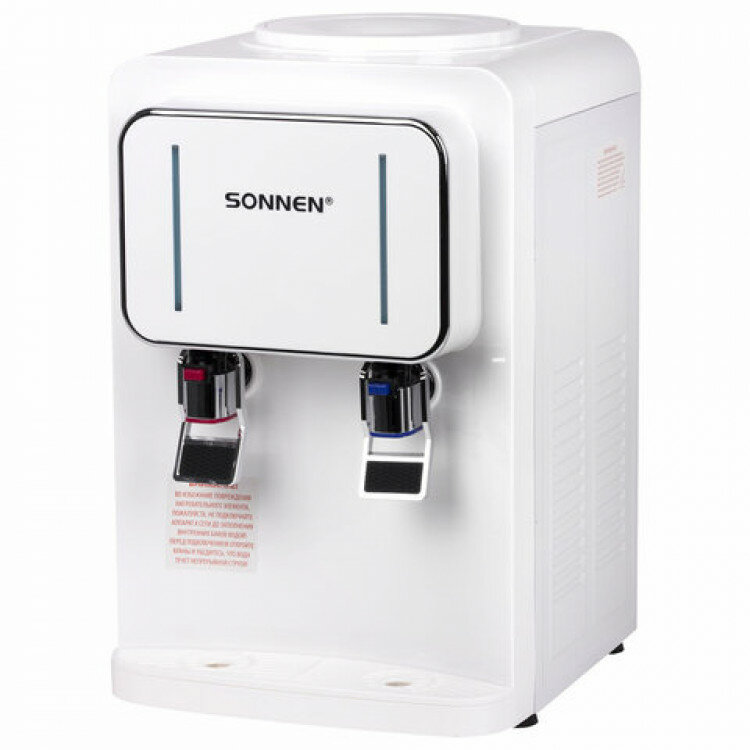 Кулер для воды SONNEN TSE-02W, настольный, нагрев/охлаждение электронное, 2 крана, белый, 456173