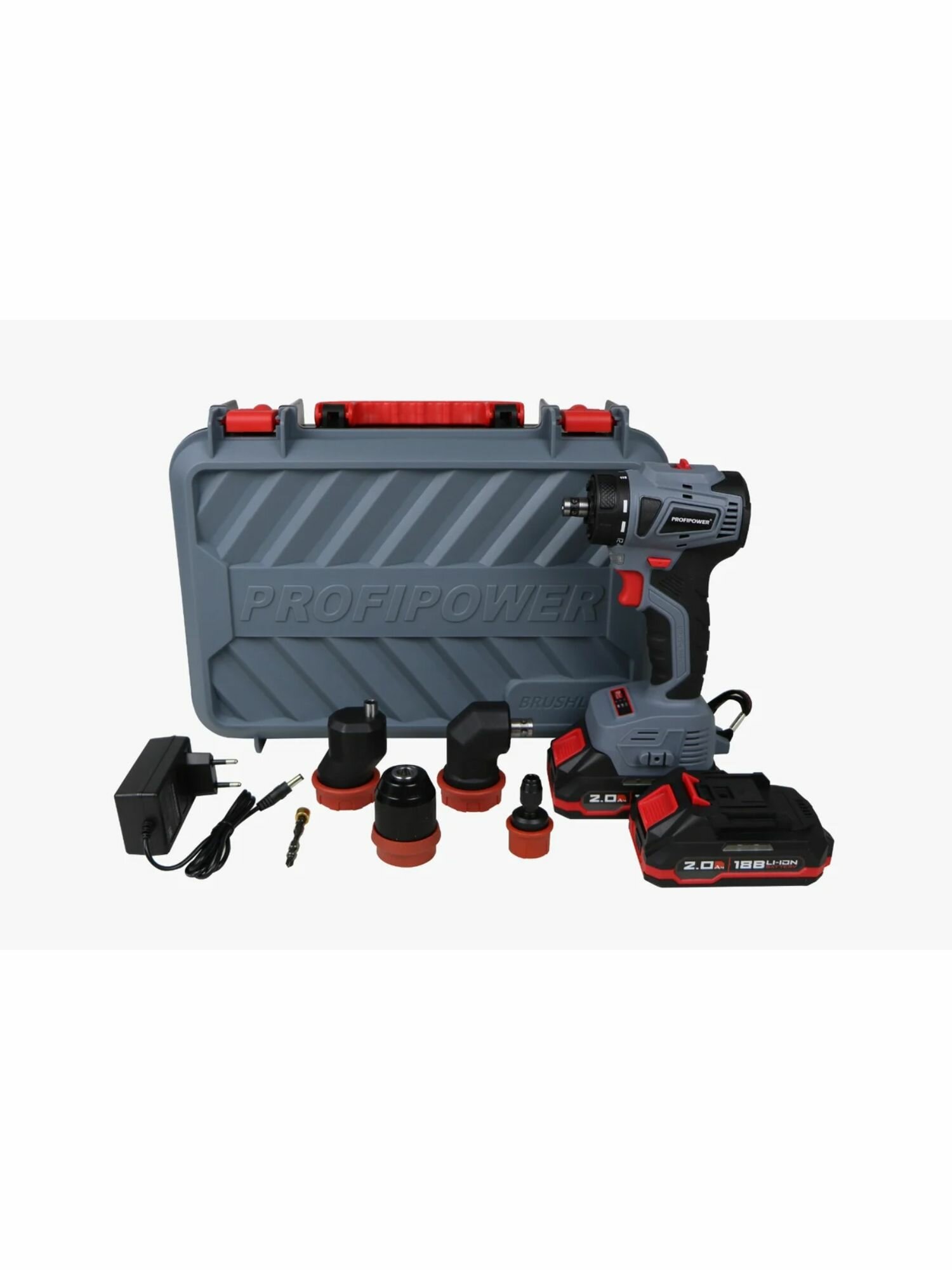 Шуруповерт аккумуляторный бесщеточный со сменными насадками PROFIPOWER MKBL-18BM (18В, 45Нм, Li-ion-2шт, 2.0Ач, 0,8-10