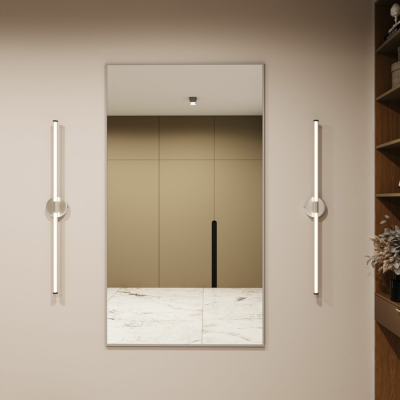 Зеркало настенное в алюминиевой раме BLX MIRROR 160х90 см. Серебро