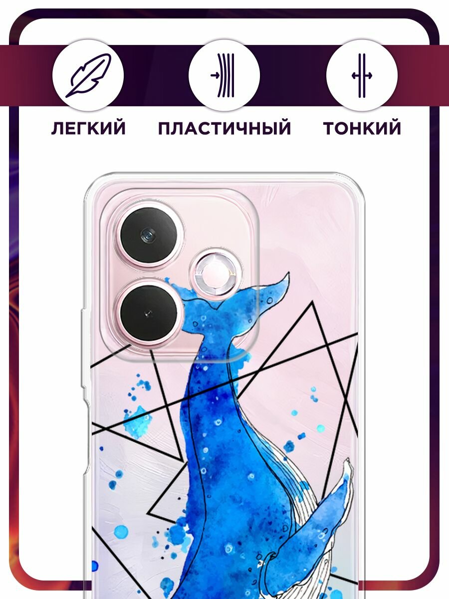 Чехол на Oppo A5 Pro / Оппо А5 Про с принтом "Кит графика", прозрачный — фото 1
