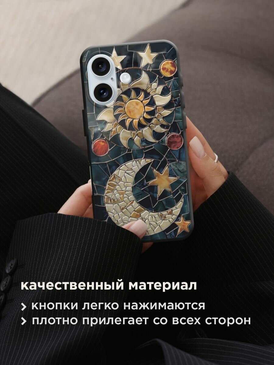 Чехол на Apple iPhone 16 / Айфон 16 с принтом "Небесные светила мрамор 4" — фото 1