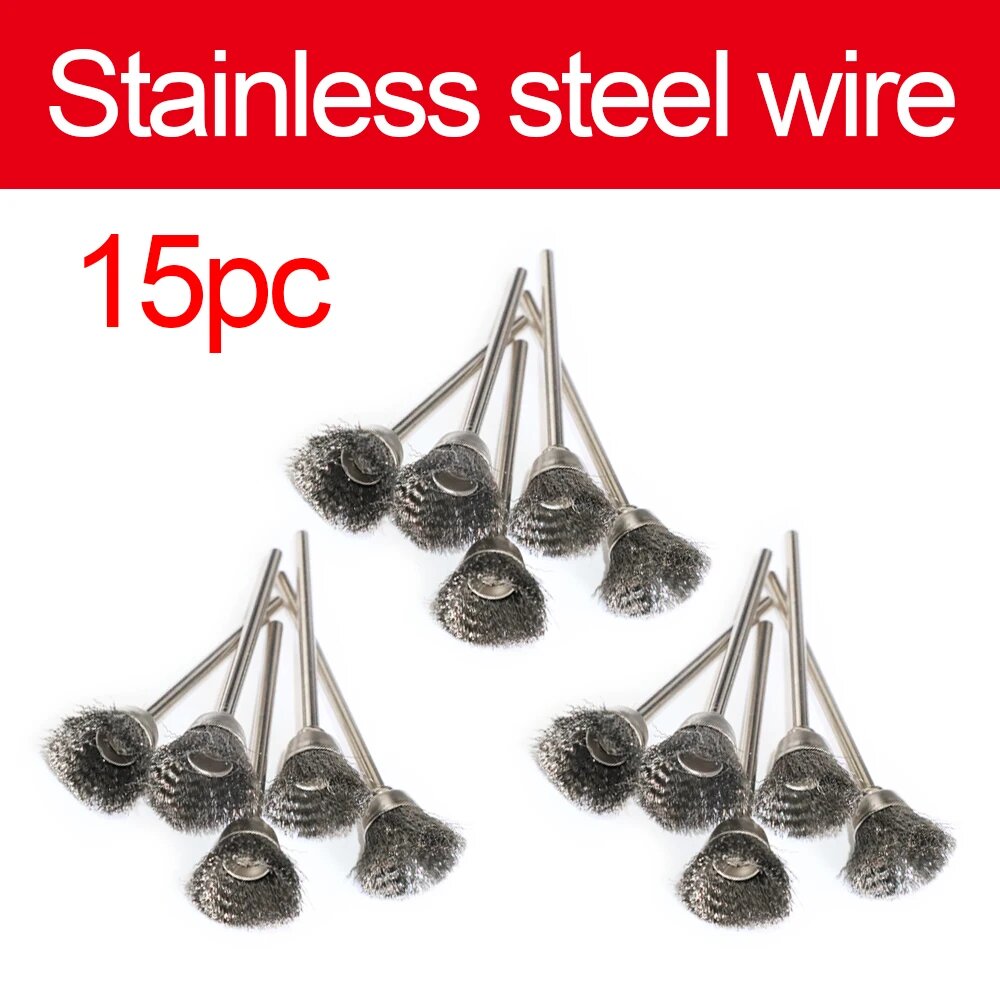 Щетка из нержавеющей стали и латуни с хвостовиком 3 мм подходит для вращающегося инструмента Dremel аксессуар для полировки Stainless steel wire