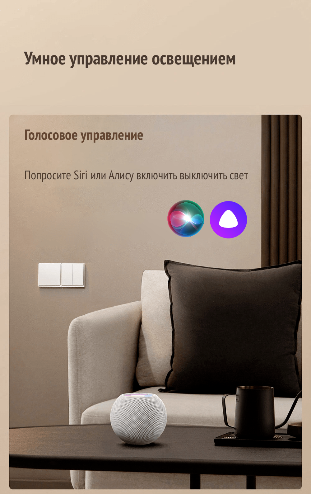 Выключатели Xiaomi Умный Настенный выключатель Aqara E1 no neutral (2 кнопки) (Черный) QBKG39LM (в круглый подрозетник)