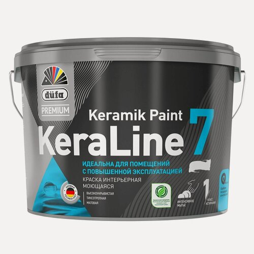 Изображение товара Краска Dufa Premium KeraLine Keramik Paint 7 интерьерная, моющаяся, матовая, База 1 9л