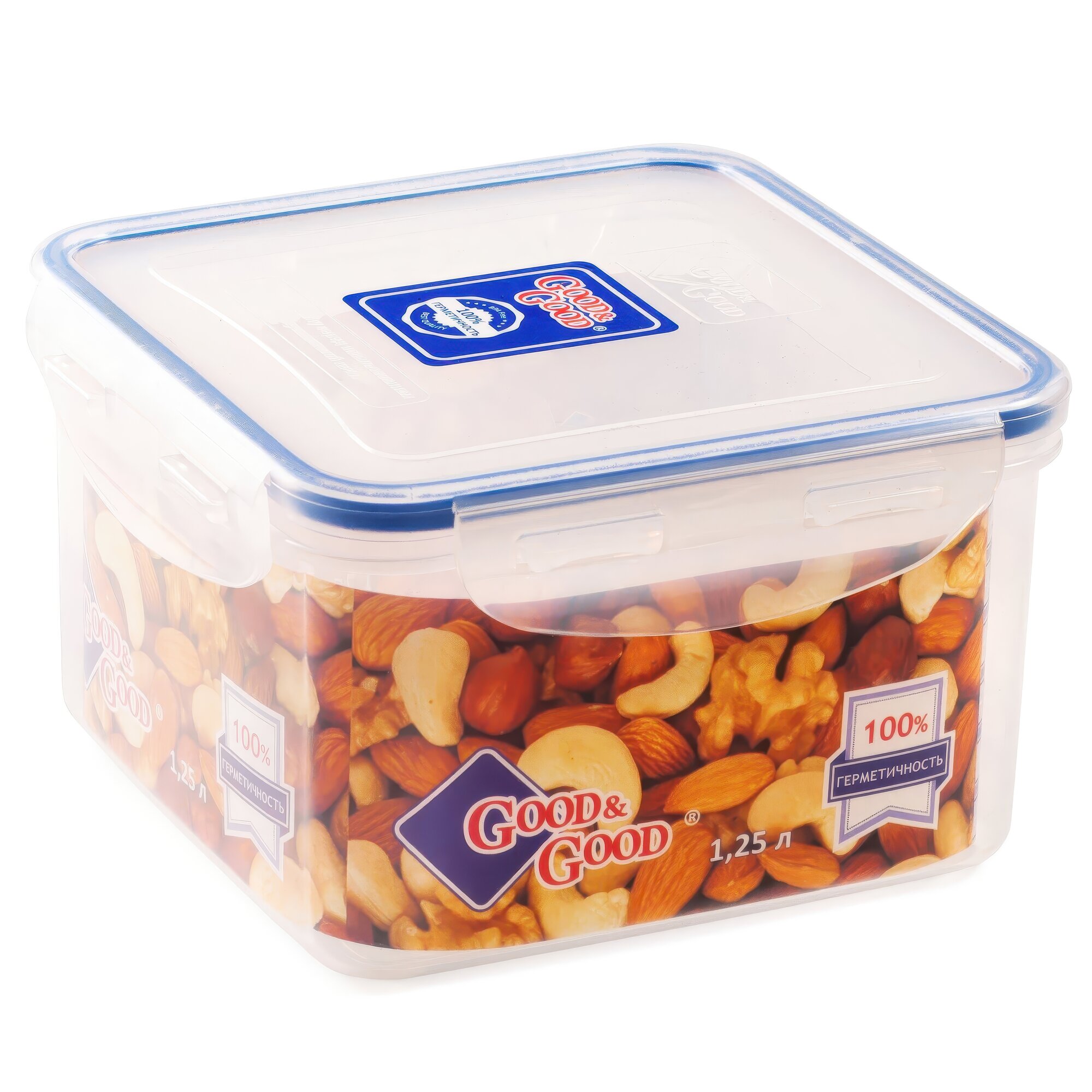 Контейнер Good & Good S2-2 квадратный 1.25 л для СВЧ синий