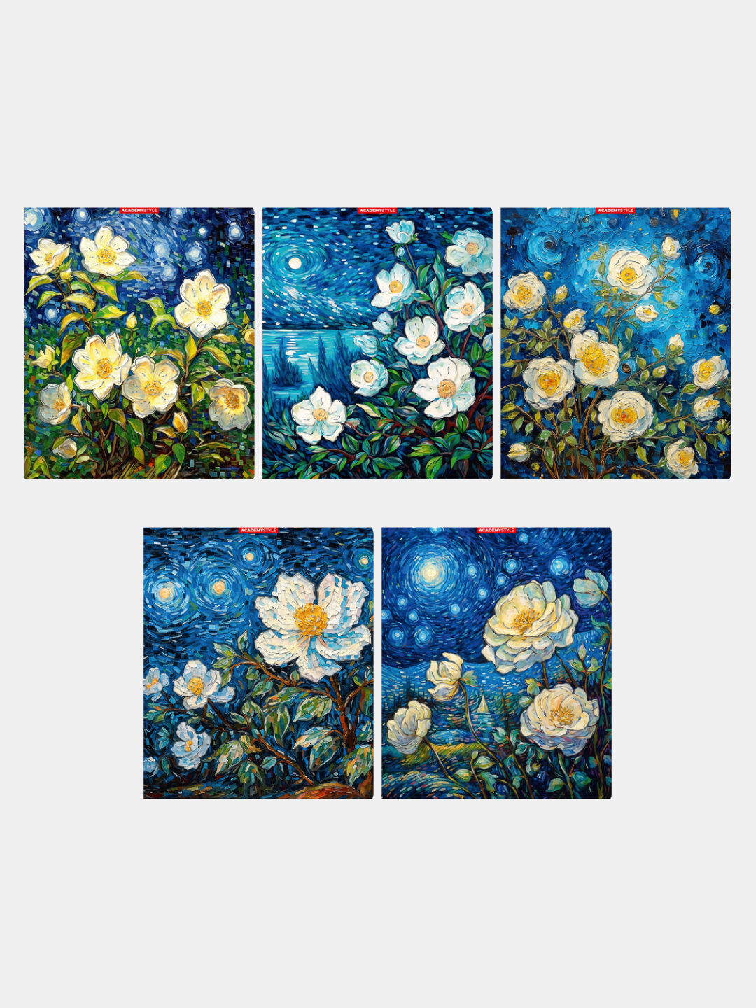 Тетрадь А5, 48л, клетка, "Белый шиповник", 5 шт