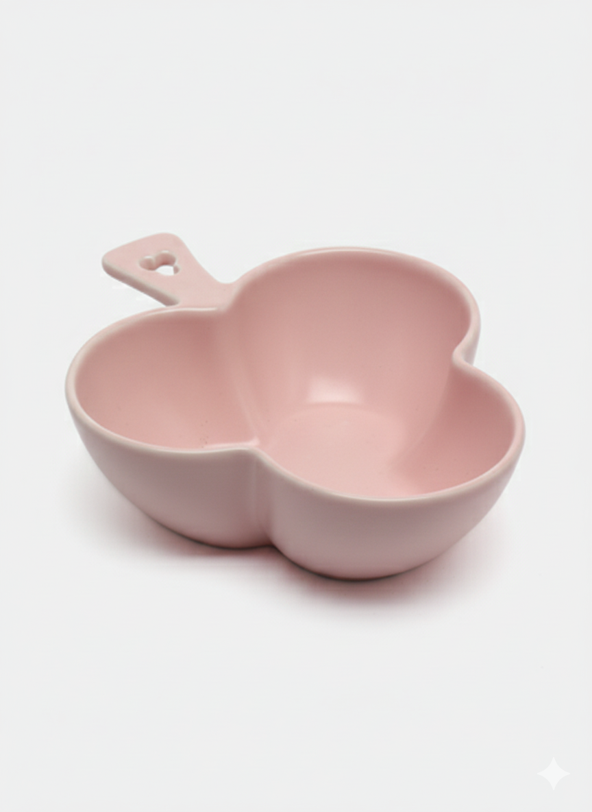 Миска "HAPPY KITCHEN" GOLD, фигурная, керамическая, розово-белая, 2 секции