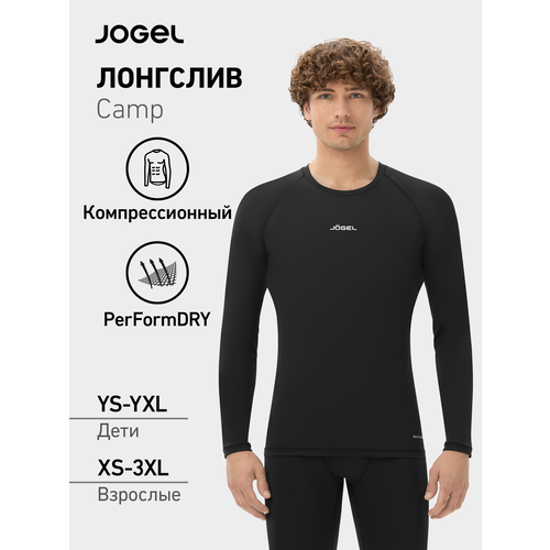 фото Футболка спортивная jogel camp performdry baselayer ls tee, размер l, черный