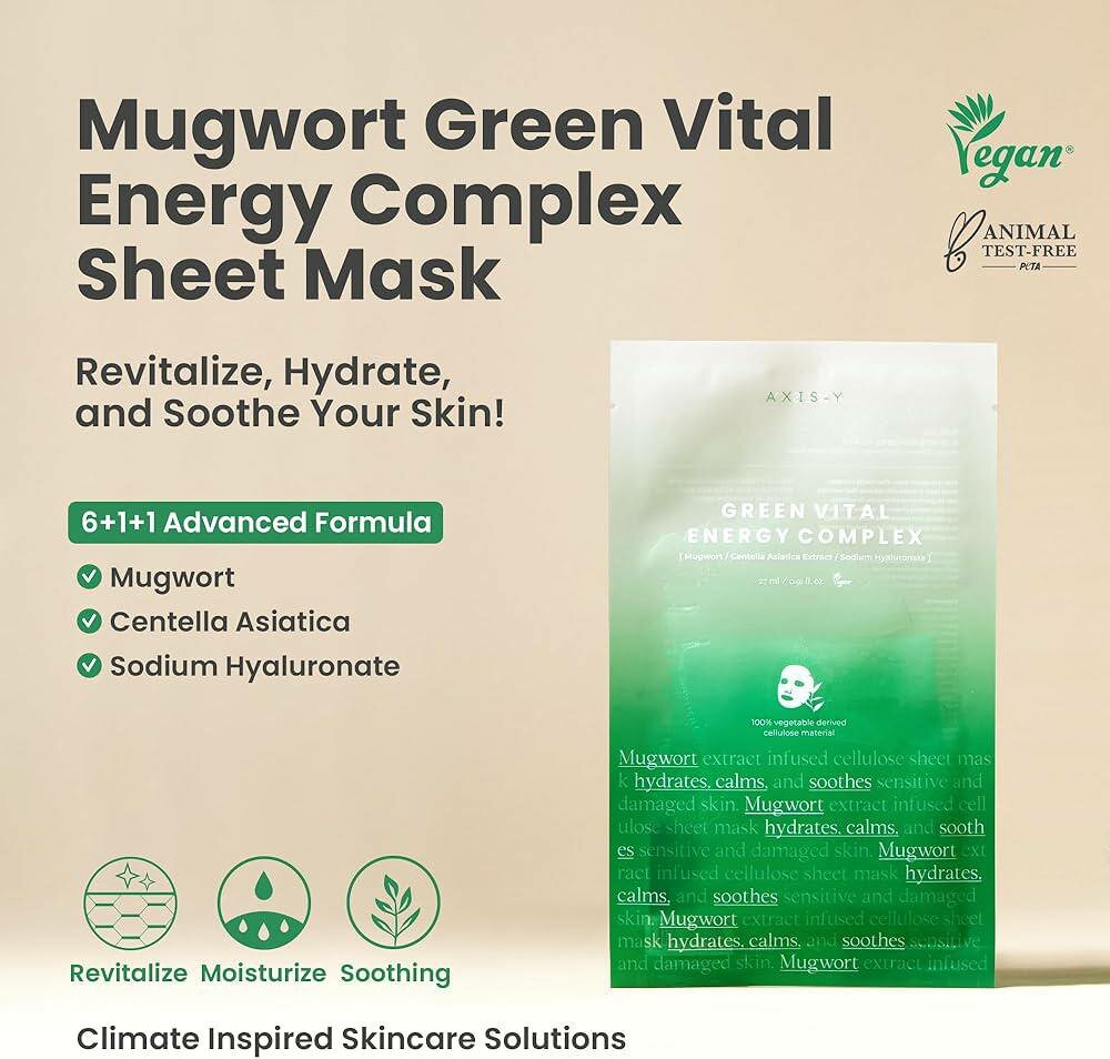 Маска для лица Mugwort Green Vital Energy Complex Sheet Mask