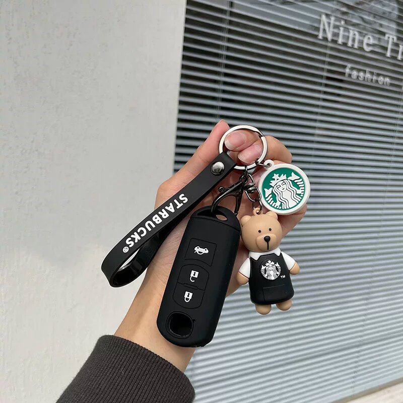 Брелок в стиле Starbucks в черном цвете, популярный автомобильный аксессуар для любителей кофе