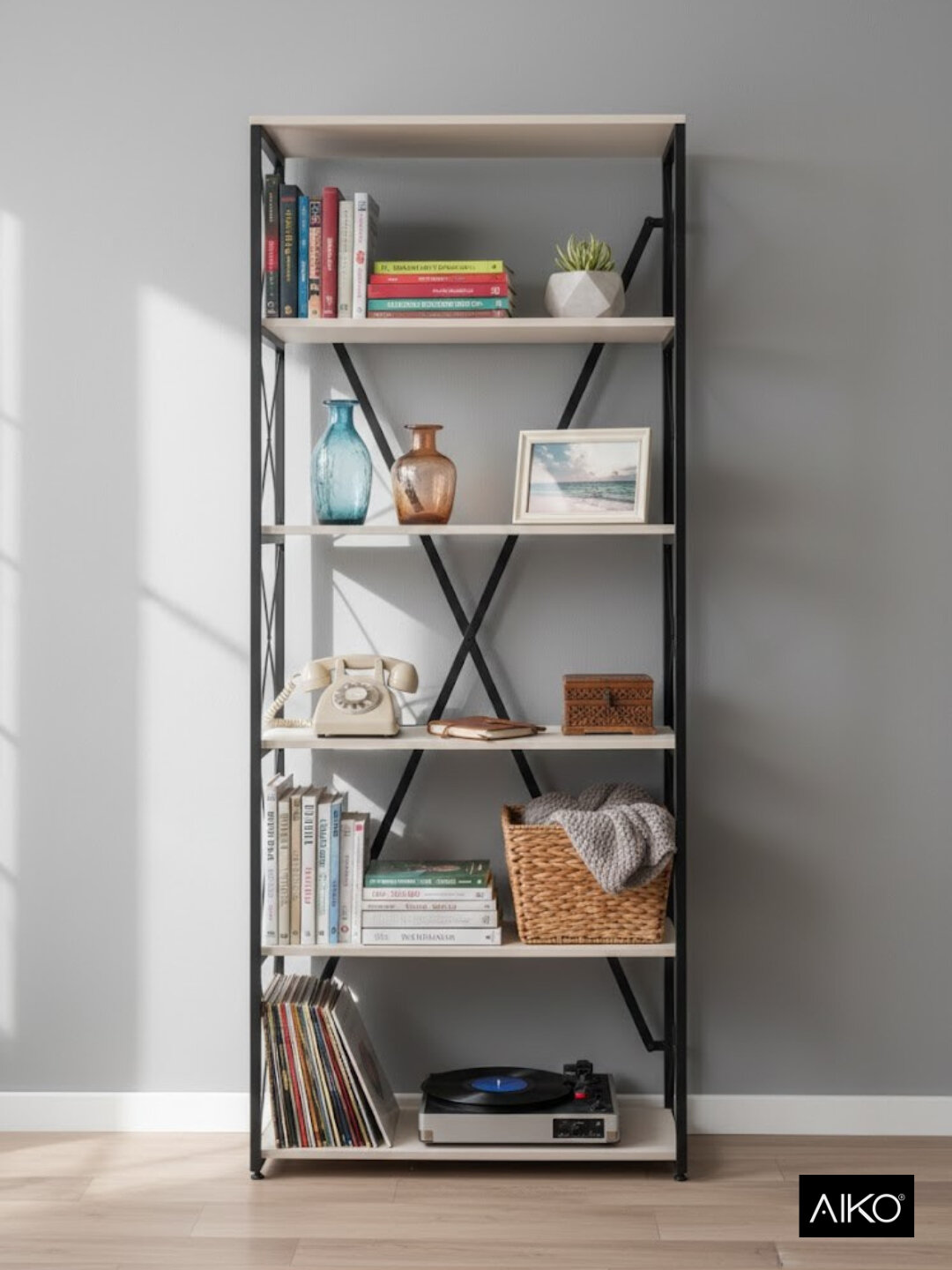 Стеллаж AIKO Krosses Lite, лофт полки для дома и офиса, 80*40*200 см
