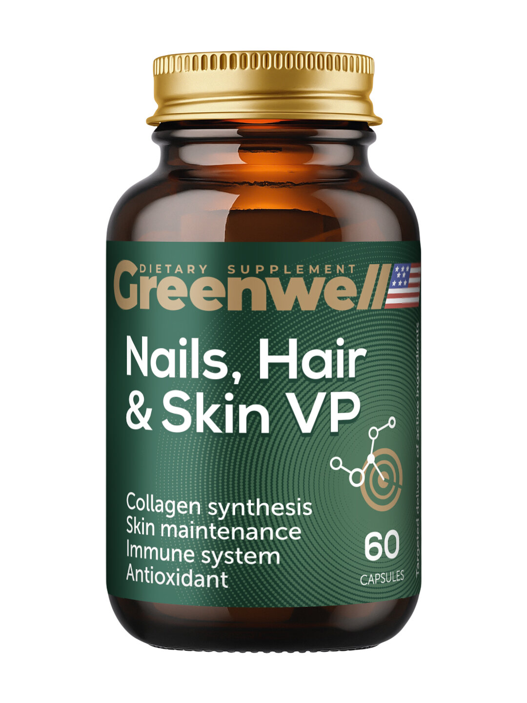 Nails, Hair & Skin – красота и здоровье кожи, волос и ногтей, 60 капсул, Greenwell