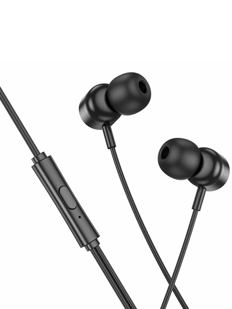 Проводные наушники M122 3.5 mm, универсальные с микрофоном, HOCO, вакуумные, черный