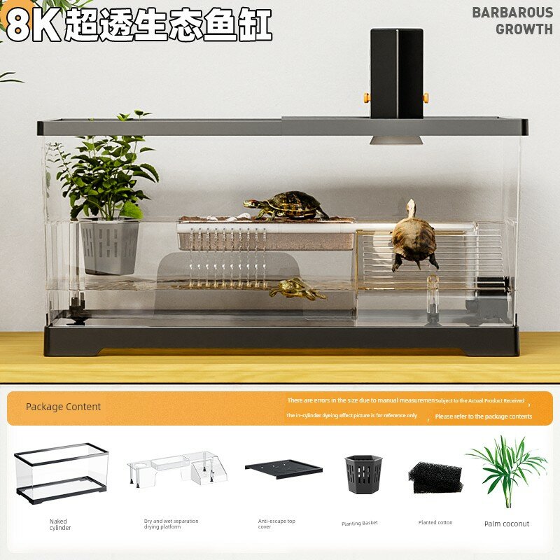 Черный акриловый террариум с комплектом антиутечки и ландшафта 50x24x24.5см для рептилий