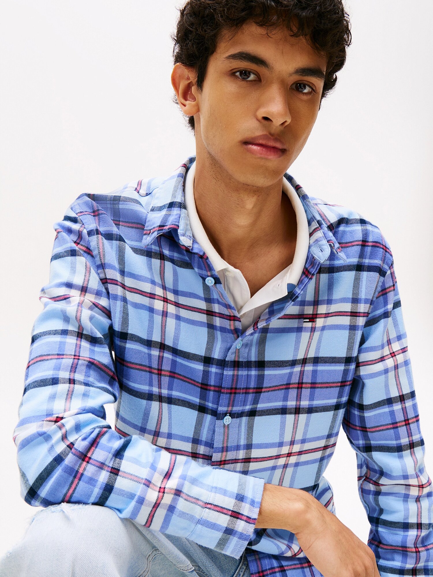 Рубашка Tommy Jeans, размер L, голубой, — фото 1