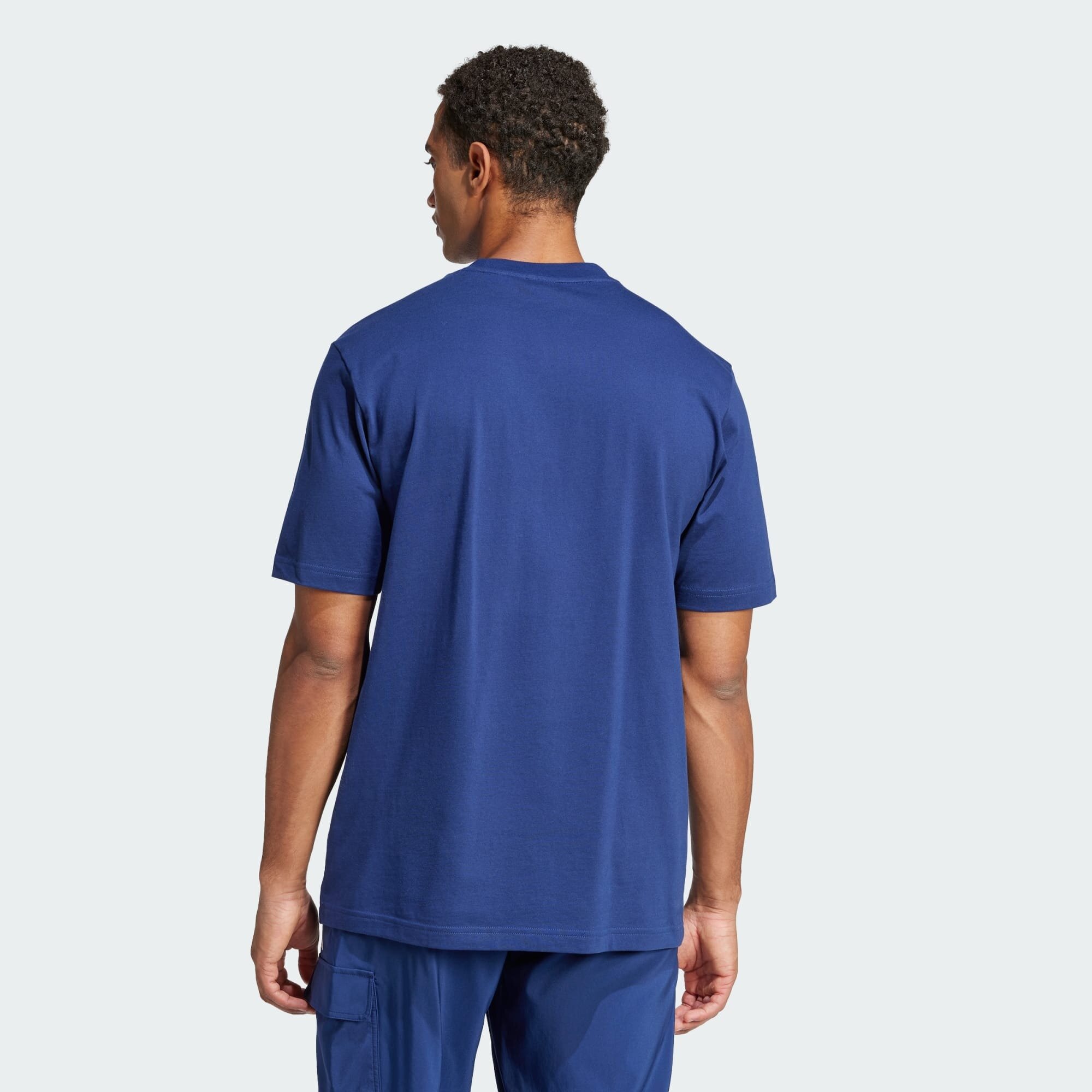 Футболка adidas Essentials Linear Single Jersey, размер M INT, темно-синий/белый — фото 1