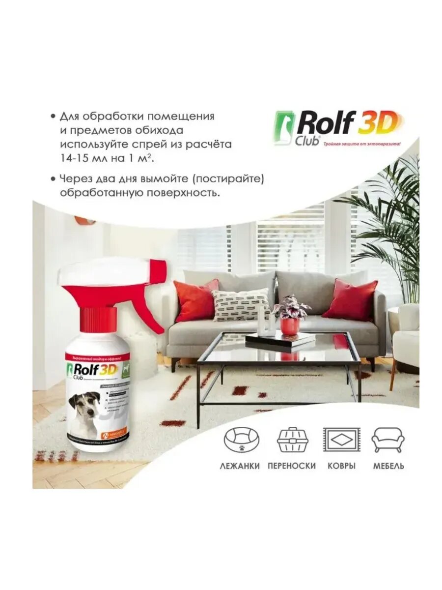 RolfСlub  3D спрей от клещей и блох для собак 200 мл — фото 1