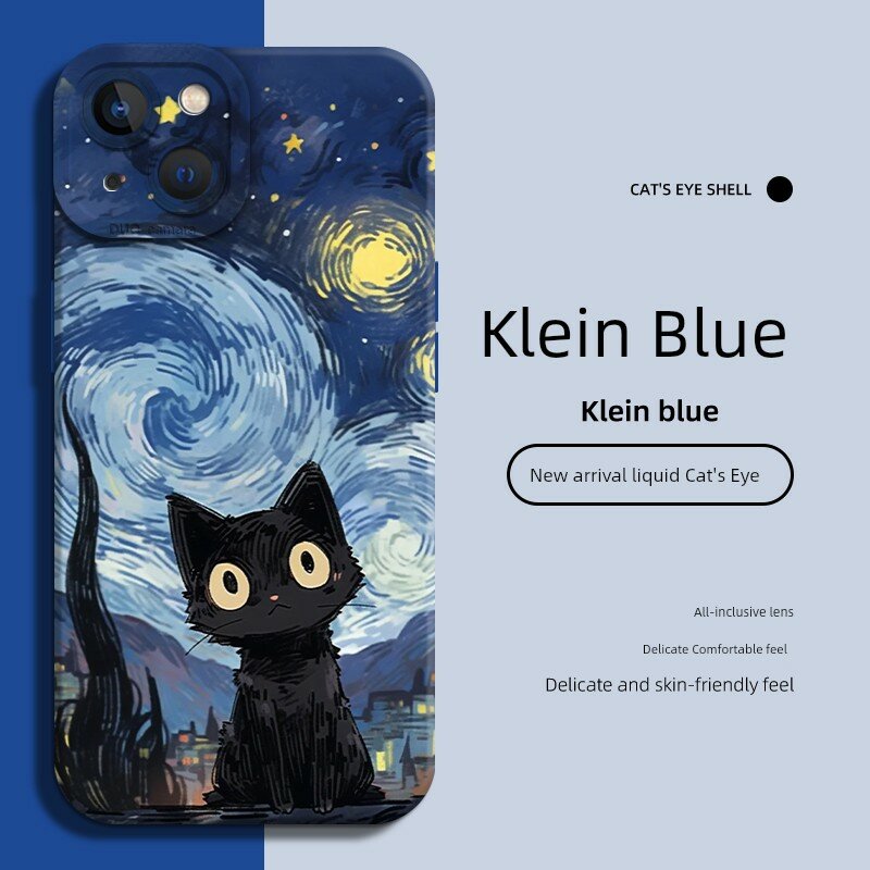 Чехол для iPhone 17 Pro с жидким кошачьим глазом из силикона, синий Клейна, премиум-отделка, идеально подходит для