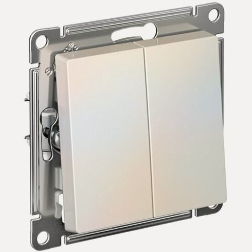 Изображение товара Выключатель 2-клавишный Systeme Electric (schneider Electric) SCHNEIDER ELECTRIC ATLASDESIGN, сх.5, 10АХ, механизм, жемчуг, ATN000451