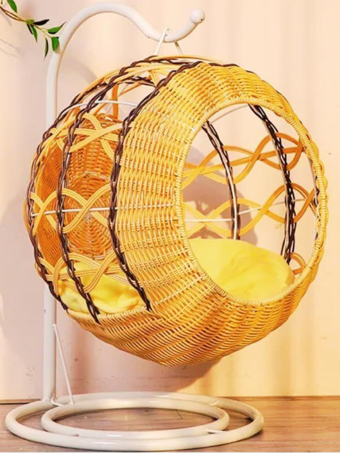 Кресло-кокон подвесное плетеное из ротанга, садовое кресло-качели с подушкой