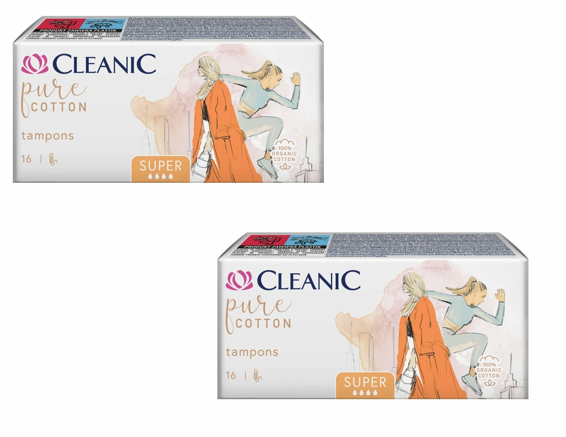 Тампоны Cleanic Pure Cotton Super 16 шт 2упаковки