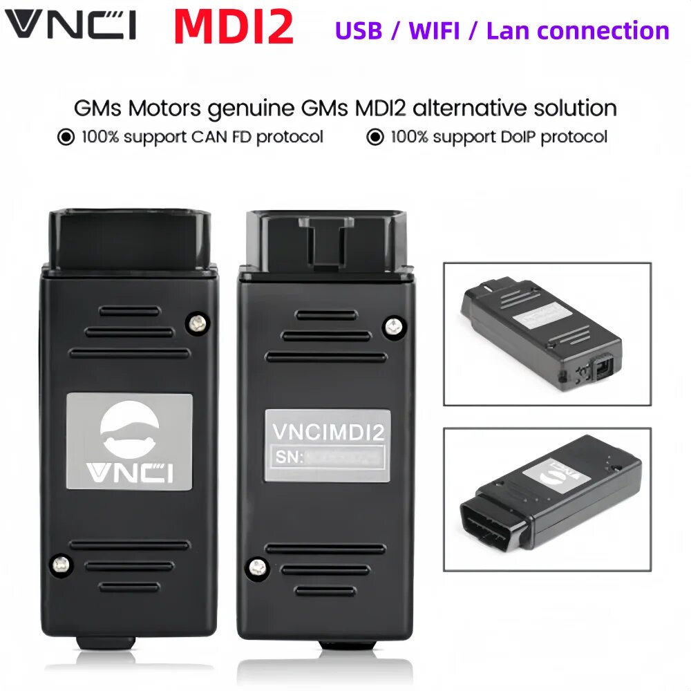 Диагностический интерфейс VNCI MDI2 для моделей GM с 1996 года, поддерживающий CANFD и DoIP, совместим с программным обеспечением TLC, GDS2, DPS, Tech2win.