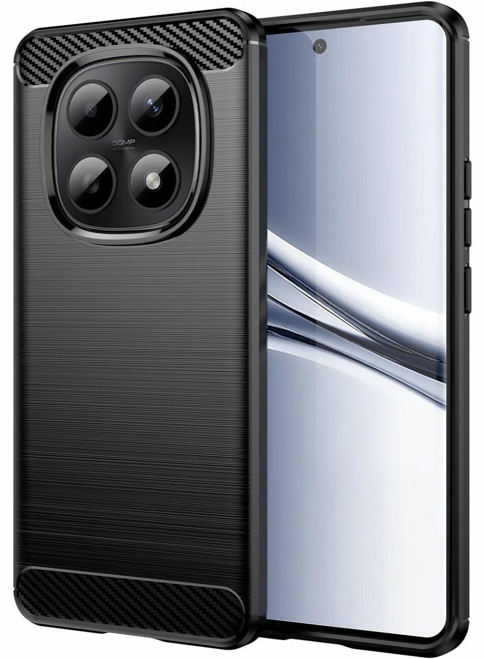 Чехол на Xiaomi Redmi Note 15 4G силиконовый карбон сталь чёрный