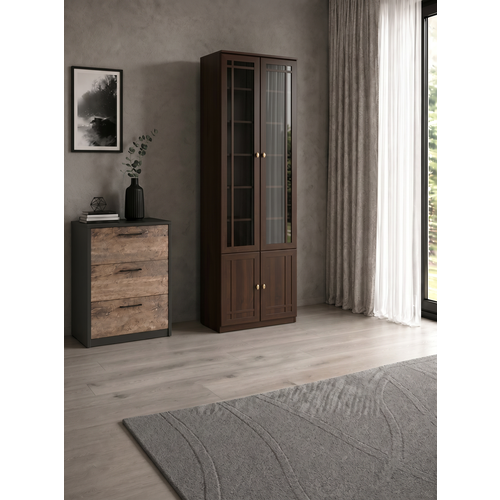 фото Шкаф для книг hoff sherlock, 70,3х239,5х34,3 см, цвет орех шоколадный