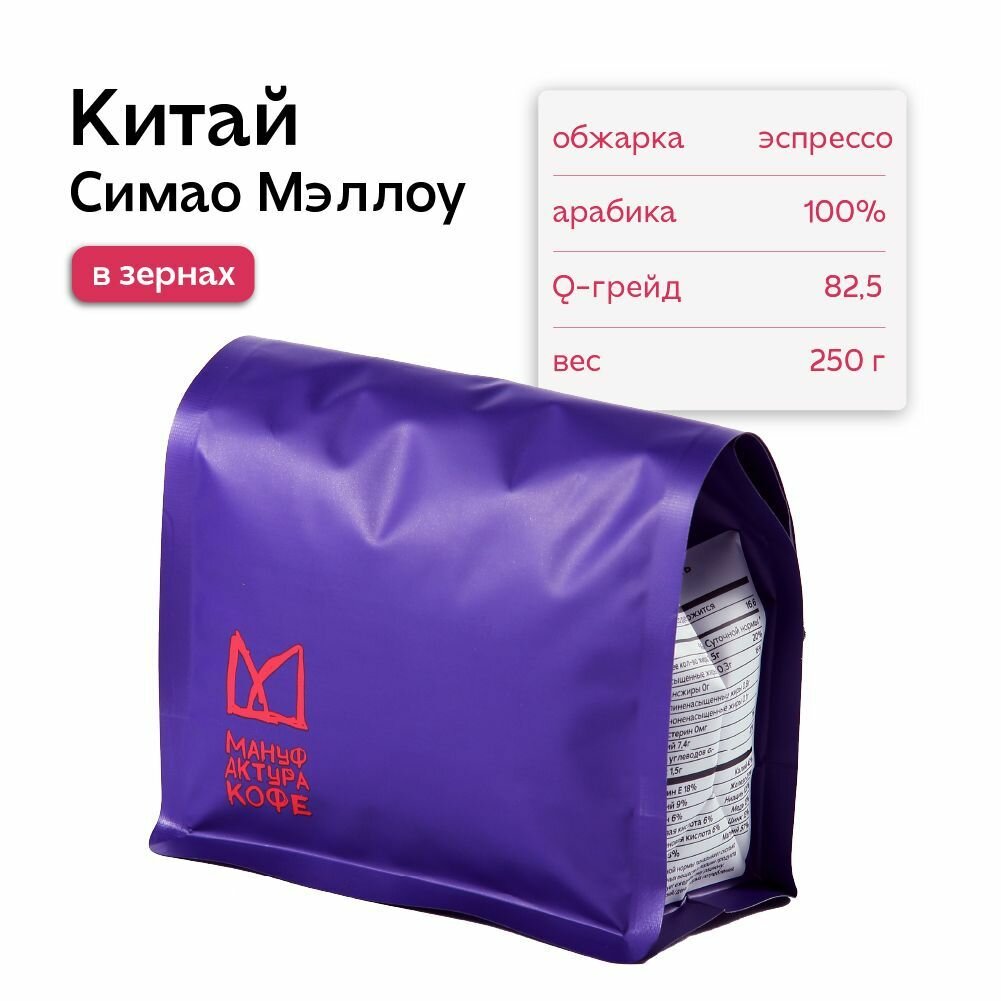 Кофе в зернах "Китай Симао Меллоу" от Мануфактуры Кофе, арабика, 250 гр