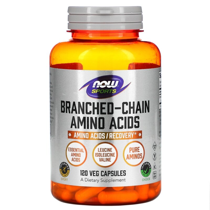 BCCA, Аминокислоты с разветвленной цепью, NOW Sports Branched-Chain Amino Acids 2600mg, 120 растительных капсул