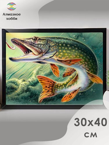 Изображение товара Алмазная мозаика Алмазное хобби "Щука" 30х40 без подрамника