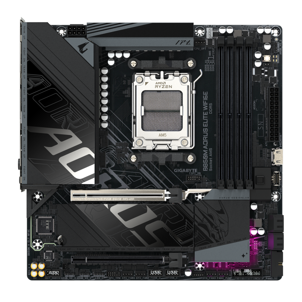Материнская плата Gigabyte B850M AORUS ELITE WIFI6E, AM5, AMD B850, Micro-ATX, RTL (B850M AORUS ELITE WIFI6E) — фото 1