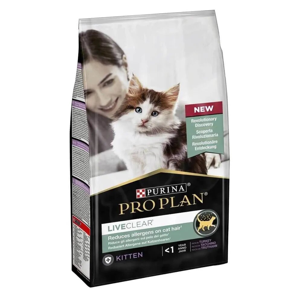 Purina Pro Plan LiveClear Сухой корм котят снижает количество аллергенов в шерсти с индейкой 14 кг
