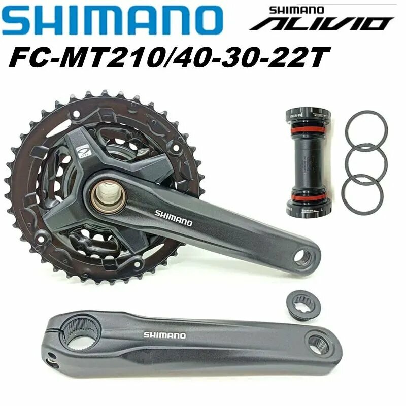 Shimano Alivio FC-MT210, система велосипедных шатунов, включая BB-501, 22-30-40T, скорость 3X9