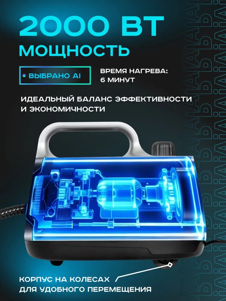 Пароочиститель для дома Pioneer SC290 напольный, 8 насадок, бойлер 1,6 л, 2000 Вт — фото 1