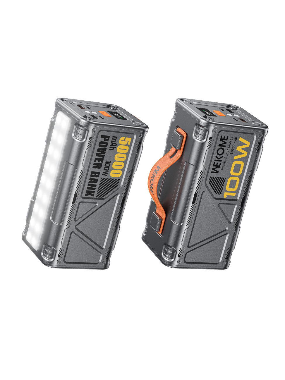 Повербанк Wekome WP-08 100W 50000 mAh внешний аккумулятор с быстрой зарядкой для смартфона, цвет Серый — фото 1