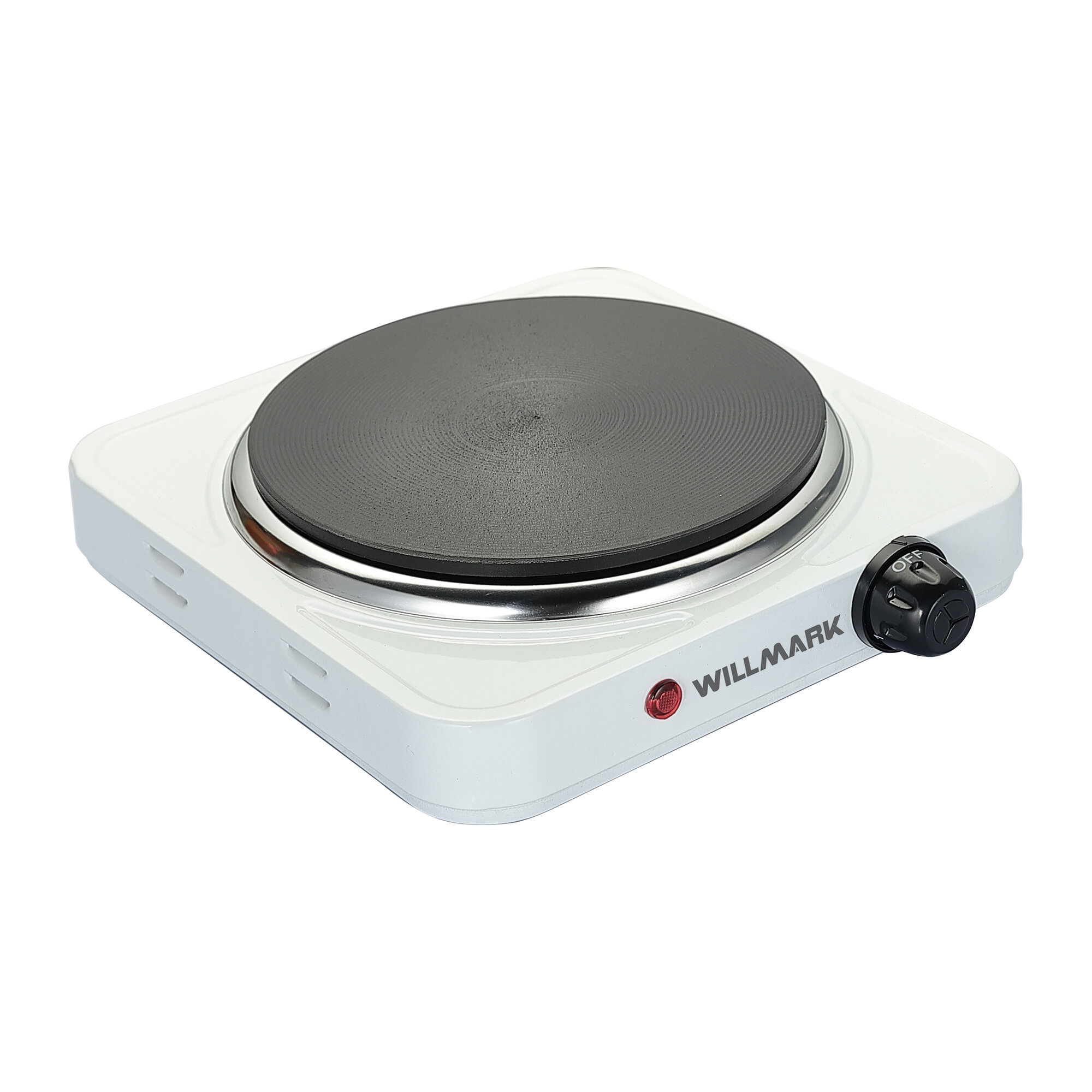 Плита элек. WILLMARK HS-115W (1 чугунная конф.*185 mm, 1500Вт, корпус из нерж. стали, цвет белый)