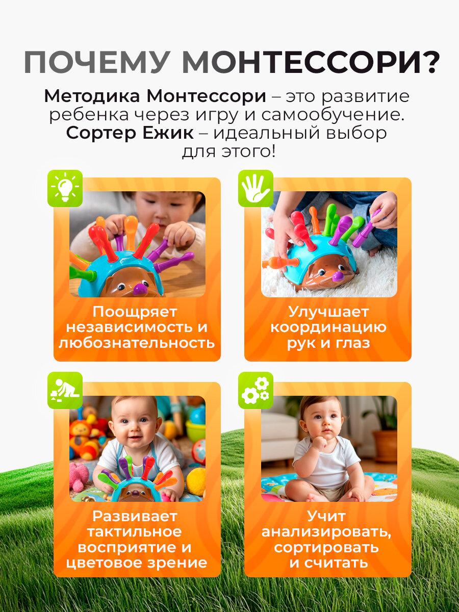 Развивающая игрушка для детей "Планета Творчества" - Сортер "Ежик" — фото 1