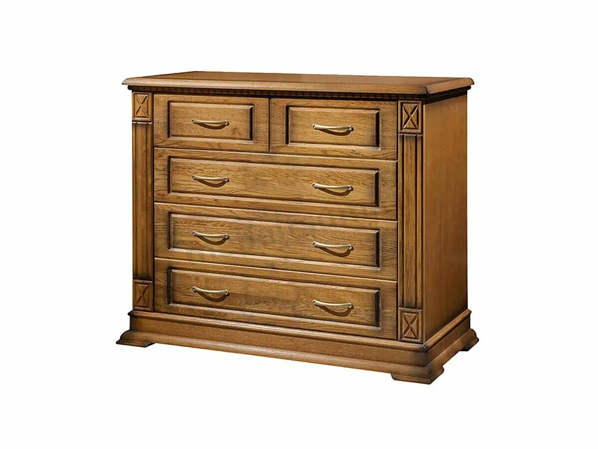 Комод Верди (5 ящиков) из Массива сосны, 120х45х100 см, классический орех 2